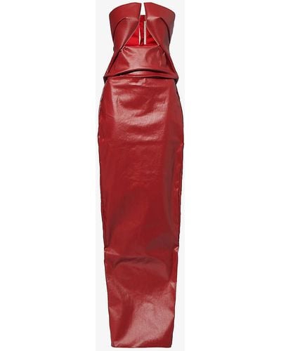 Rick Owens Prong Cut-out Cotton-blend Maxi Dress - Red