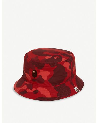 A Bathing Ape Camouflage Cotton Bucket Hat - Red