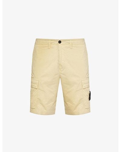 Stone Island Para Flap-pocket Stretch-cotton Shorts - Natural