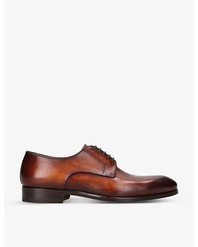 Magnanni Contemporary Leather Derby Shoes - Brown