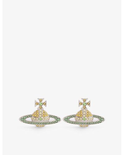 Vivienne Westwood Kika Silver-tone Brass Emerald, Topaz And Peridot Stud Earrings - White