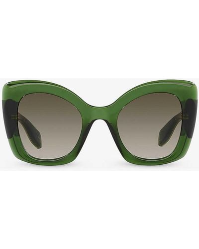 Alexander McQueen Am0412s Butterfly-frame Acetate Sunglasses - Green