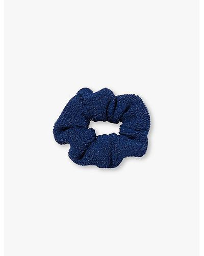 Hunza G Crinkled Stretch-woven Scrunchie - Blue