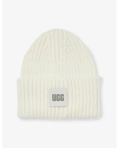 UGG Logo-patch Knitted Beanie - White