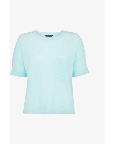 Whistles Patch-pocket Relaxed-fit Linen T-shirt - Blue