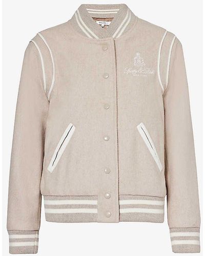 Sporty & Rich Vendome Brand-embroidered Wool-blend Jacket - White