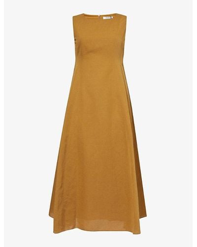 Max Mara Amelie Relaxed-fit Cotton And Linen-blend Midi Dress - Natural