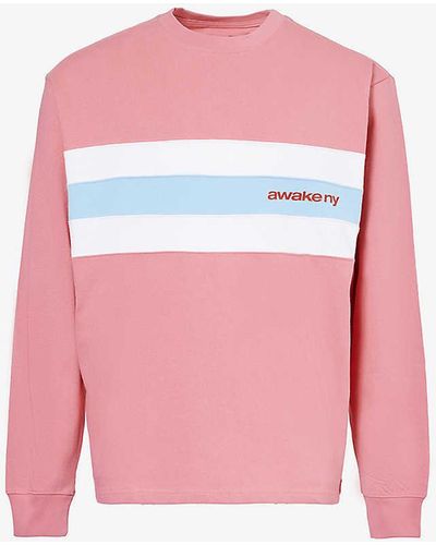AWAKE NY Stripe Long-sleeved Cotton-jersey Sweatshirt X - Pink