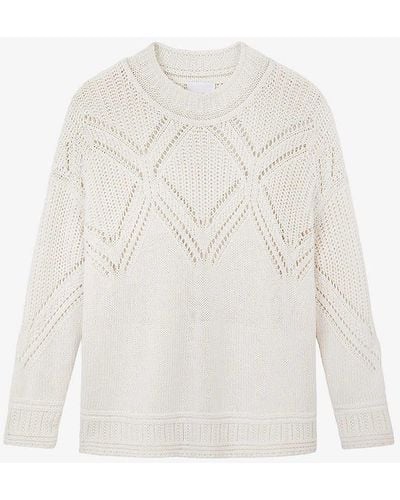 The White Company Pointelle-knit Oversized Certified Wool-blend Jumper - White
