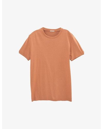 IKKS Round-neck Short-sleeve Modal-blend T-shirt - Orange
