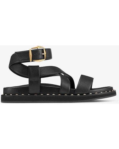 Jimmy Choo Blaise Cross-strap Leather Sandals - Black