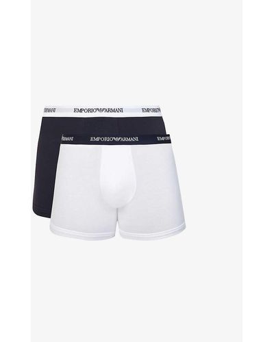 Emporio Armani Pack Of Two Logo-embellished Stretch-cotton Boxers - Multicolour