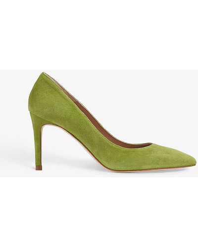 LK Bennett Floret Pointed-toe Suede Court Shoes - Green