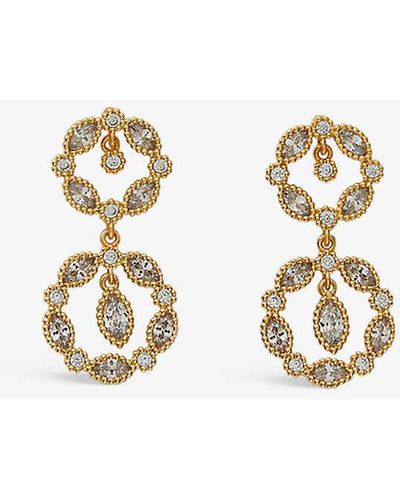 Maje Rhinestone-embellished Gold-toned Brass Drop Earrings - White