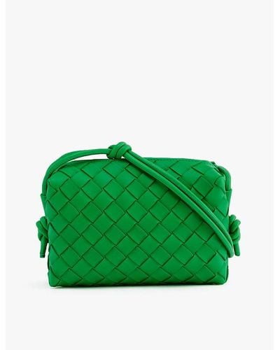 Bottega Veneta Loop Mini Intrecciato Leather Cross-body Bag - Green