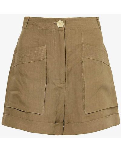 LeKasha Patch-pocket High-rise Linen Shorts - Natural