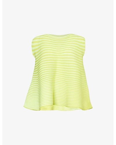 Pleats Please Issey Miyake Bounce Relaxed-fit Knitted Top - Yellow