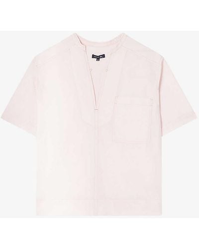 Soeur Alpilles V-neck Relaxed-fit Cotton-blend Blouse - Pink