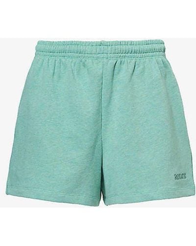 ROTATE SUNDAY Embroidered Organic Cotton-jersey Shorts - Green