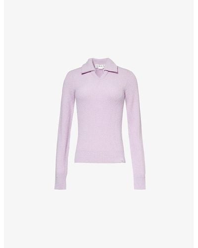 Victoria Beckham Double-collar Cashmere Blend Sweater - Purple