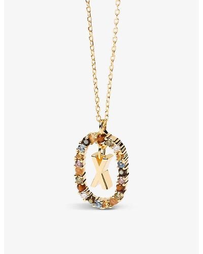 Pdpaola Initial X 18ct Yellow -plated Sterling-silver And Semi-precious Stones Pendant Necklace - Metallic