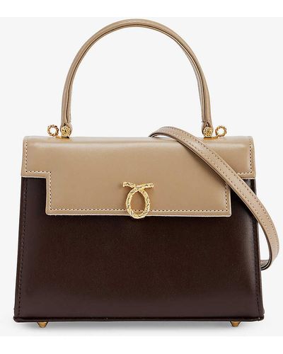 Launer Judi Leather Top-handle Bag - Natural