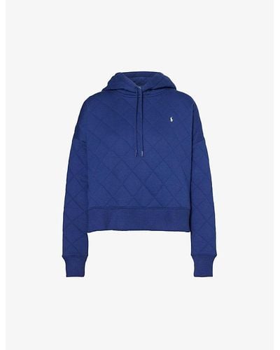 Polo Ralph Lauren Quilted Logo-embroidered Cotton Hoody - Blue