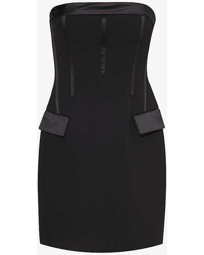 Zac Posen Strapless Slim-fit Stretch-woven Mini Dress - Black