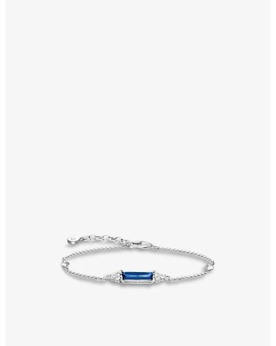 Thomas Sabo Moon And Star Sterling-silver, Cubic Zirconia And Spinel Chain Bracelet - Blue