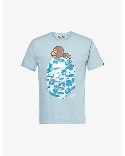 A Bathing Ape Baby Milo Graphic-print Cotton-jersey T-shirt - Blue