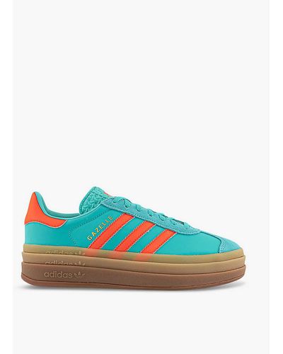 adidas Gazelle Bold Brand-embellished Suede Low-top Trainers - Blue