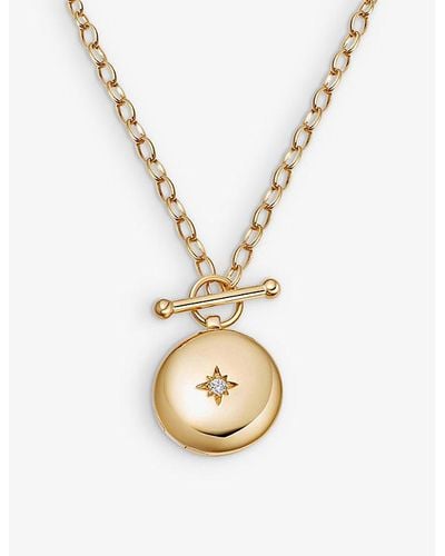 Astley Clarke Biography 18ct Yellow Gold-plated Vermeil Sterling-silver And White Sapphire Locket Necklace - Metallic