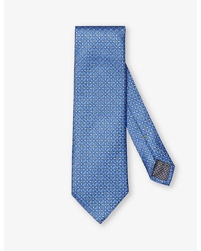 Eton Textured Geometric-design Silk Tie - Blue