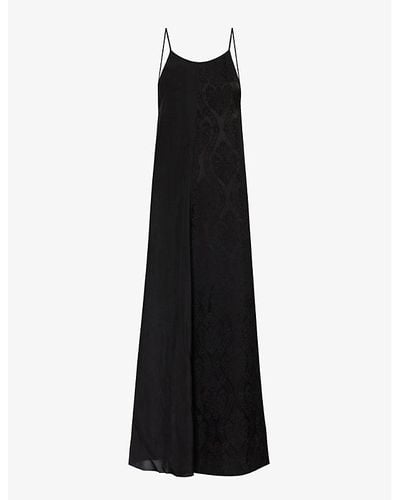 Uma Wang Adore Contrast-panel Woven Midi Dress - Black