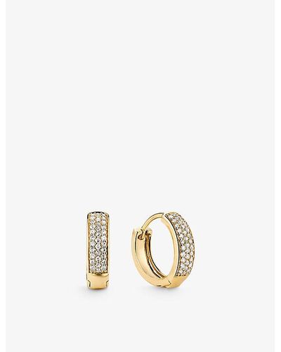 MEJURI Bold huggie Hoops 14ct Yellow- And 0.178ct Round-cut Diamond Earrings - Metallic
