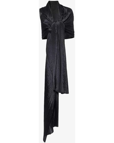 Pleats Please Issey Miyake Madame Pleated Knitted Scarf - Black