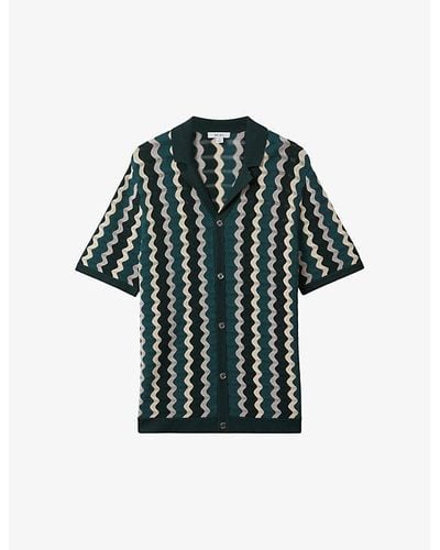 Reiss Waves Zig-zag Regular-fit Knitted Shirt - Green