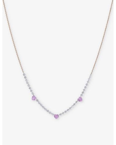 Roxanne First Hearts 18ct Rose-gold 0.96ct Diamond And 0.75ct Sapphire Necklace - White