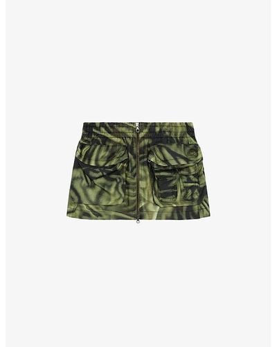 DIESEL O Mirty Camo-print Woven Mini Skirt - Green