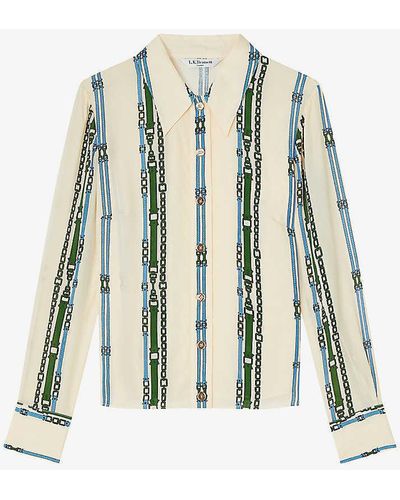 LK Bennett Hardy Chain Belt-print Woven Blouse - Green