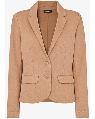 Whistles Slim-fit Single-breasted Cotton-jersey Jacket - Natural