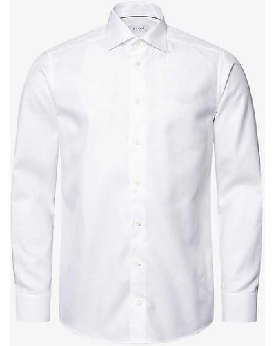 Eton Slim-fit Point-collar Cotton-blend Shirt - White