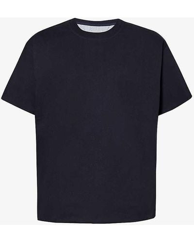 Bottega Veneta Crewneck Ribbed-trim Cotton-jersey T-shirt - Blue