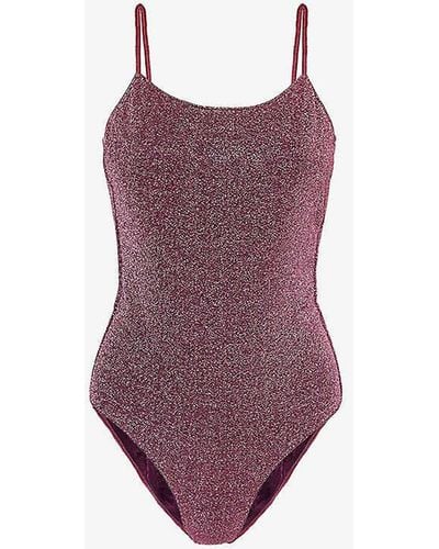 Oséree Lumiere Metallic-thread Swimsuit - Purple