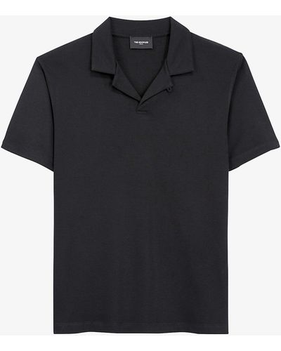 The Kooples Notched-collar Cotton-jersey Polo Shirt - Blue