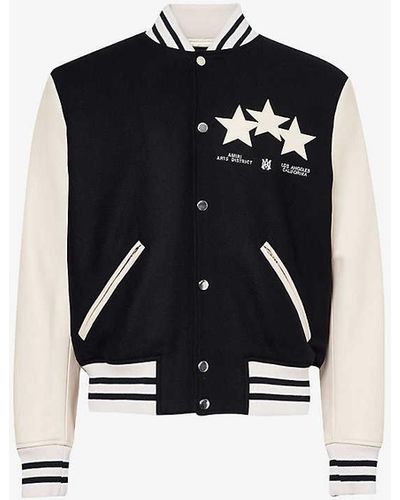 Amiri Stars Brand-embroidered Wool-blend Jacket - Black