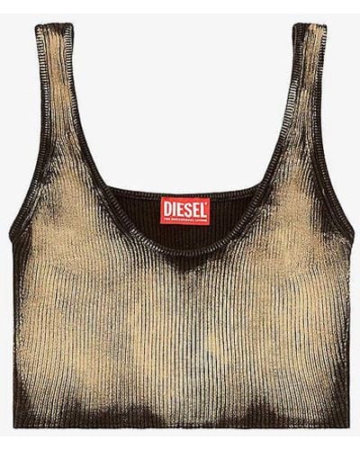 DIESEL M-deidra Bleached-effect Ribbed-knit Bra Top - Multicolour