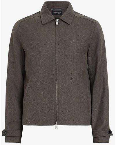 AllSaints Howl Button-cuff Cotton And Wool Jacket - Grey