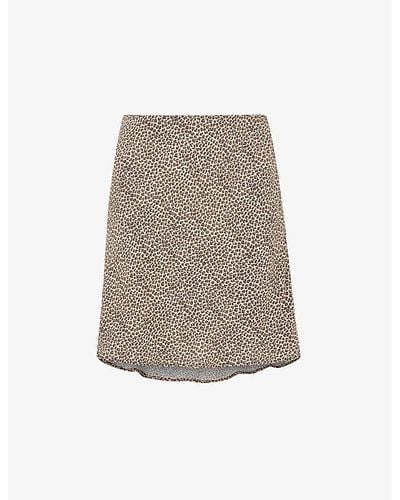 Whistles Dashed Leopard-print Woven Mini Skirt - Gray