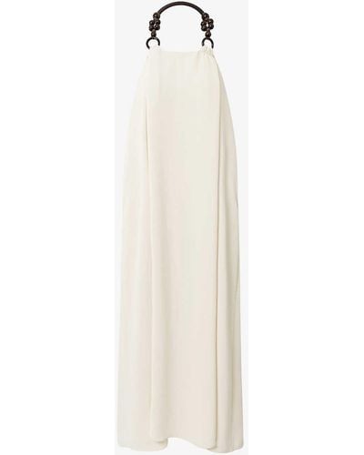 Lovechild 1979 Aniyah Beaded-neckline Woven Maxi Dress - White